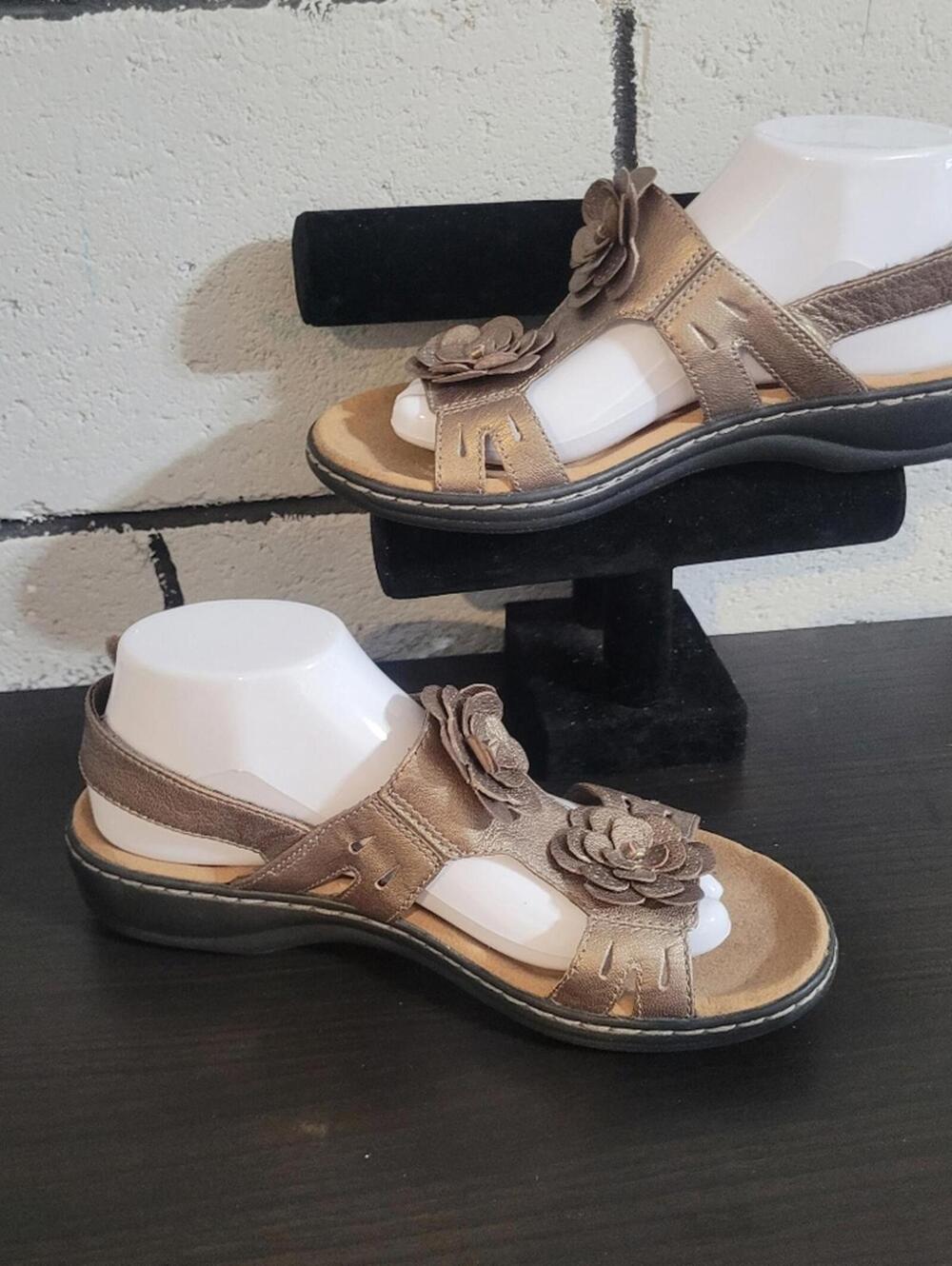BUNDLE SALE!  CLARKS Floral Embellished Sandals in Bronze Sz 8.5